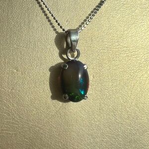 Black Opal Silver Pendant